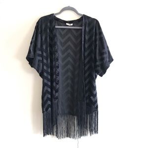 Francesca’s Black Chevron Tassel Kimono